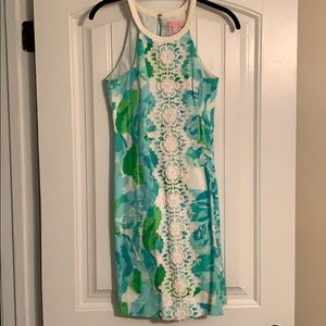Lilly Pulitzer watercolor dress  floral appliqués